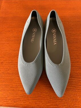 Vivaia Shoes Women's Aria Pointed Knit Ballet Flats Teal Mint Green Size 39 (8)